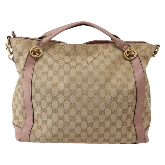 GUCCI GG Canvas Hand Bag 2way Beige Gold 323675 Auth BA5865 - Picture 3 of 16